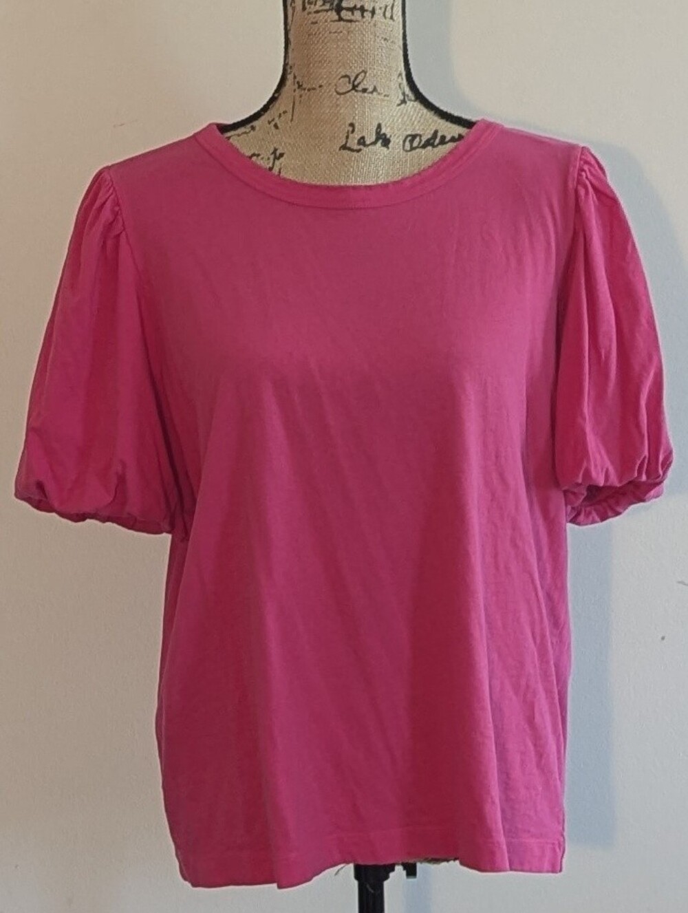Loft Bubble Sleeve Tee T-shirt In Fuschia Spark Pink XL